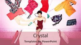  Presentation with flying - Colorful slide set enhanced with sale metaphor - charming fashionable woman flying backdrop and a coral colored foreground