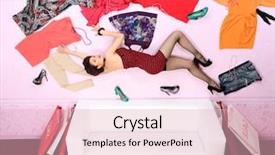  Presentation with room - Cool new slide set with sale metaphor - charming fashionable woman flying backdrop and a lemonade colored foreground