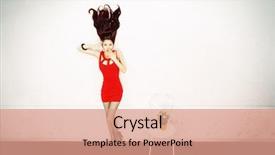  Presentation with flying - Cool new presentation theme with sale metaphor - fabulous young woman with flying backdrop and a coral colored foreground