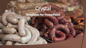  Presentation with meat pig - Beautiful presentation design featuring sale of meat products backdrop and a tawny brown colored foreground