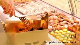  Presentation with pastries - Presentation design consisting of sale-of-pastries-detail background and a  colored foreground