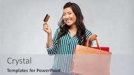  Presentation with outlet - Colorful presentation theme enhanced with sale-outlet-and-consumerism-concept backdrop and a light gray colored foreground