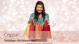  Presentation with outlet - Amazing slide set having sale-outlet-and-consumerism-concept backdrop and a coral colored foreground