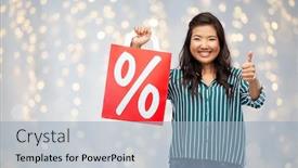  Presentation with percentage - Cool new PPT theme with sale-outlet-and-consumerism-concept backdrop and a light blue colored foreground