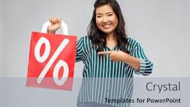  Presentation with percentage - Beautiful slides featuring sale-outlet-and-consumerism-concept backdrop and a light gray colored foreground