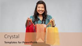  Presentation with outlet - Audience pleasing theme consisting of sale-outlet-and-consumerism-concept backdrop and a coral colored foreground