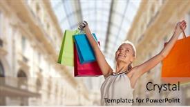  Presentation with people mall - Colorful PPT layouts enhanced with sale outlet and people - happy backdrop and a coral colored foreground