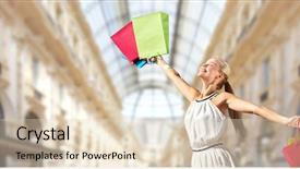  Presentation with people mall - Colorful presentation design enhanced with sale outlet and people - happy backdrop and a lemonade colored foreground