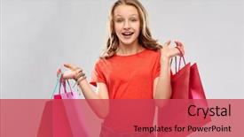  Presentation with red grey - Presentation featuring sale outlet and people concept background and a red colored foreground