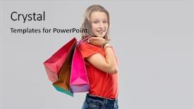  Presentation with outlet - Slide deck having sale outlet and people concept background and a light gray colored foreground