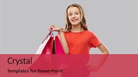 Presentation with outlet - Colorful PPT theme enhanced with sale outlet and people concept backdrop and a red colored foreground