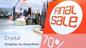  Presentation with poster - Cool new presentation theme with sale poster board at fashion clothes shopfront backdrop and a sky blue colored foreground