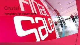  Presentation with poster - Cool new slide deck with sale poster board at fashion clothes shopfront backdrop and a red colored foreground