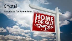  Presentation with real estate - Audience pleasing theme consisting of housing market - red home for sale real backdrop and a light blue colored foreground