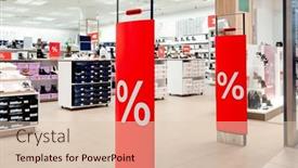  Presentation with promotions - Presentation theme with sale-season-offers-sign background and a  colored foreground