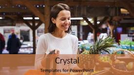  Presentation with market food - Presentation theme consisting of sale shopping consumerism and people background and a  colored foreground