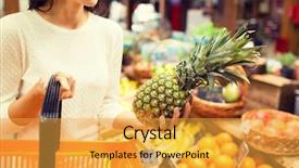  Presentation with market food - PPT theme enhanced with sale shopping consumerism and people background and a yellow colored foreground