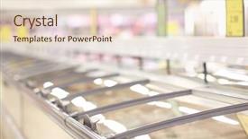  Presentation with grocery store - Slides enhanced with sale shopping consumerism and storage concept - freezers at grocery store background and a lemonade colored foreground