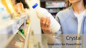  Presentation with food label - Colorful PPT layouts enhanced with sale shopping consumerism food backdrop and a coral colored foreground