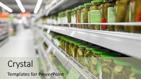  Presentation with consumerism - Audience pleasing theme consisting of sale shopping food and consumerism backdrop and a mint green colored foreground