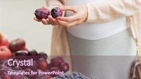  Presentation with food market - Amazing PPT theme having sale shopping pregnancy and people concept - close up of pregnant woman choosing plums at street food market backdrop and a tawny brown colored foreground
