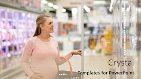  Presentation with grocery store - Theme enhanced with sale-shopping-pregnancy-and-people background and a  colored foreground