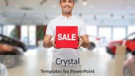  Presentation with consumerism - Amazing slides having sale sigh over auto show backdrop and a light gray colored foreground