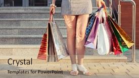  Presentation with middle east dubai mall shopping - Presentation theme having sale srep - woman with shopping bags background and a coral colored foreground