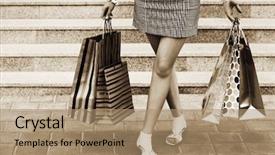  Presentation with steps - Amazing slide deck having sale srep - woman with shopping bags backdrop and a coral colored foreground