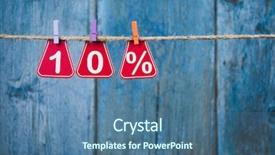  Presentation with happy new year - PPT theme featuring sale tags with sign percent background and a ocean colored foreground