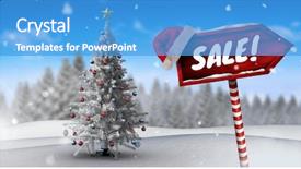  Presentation with winter landscape winter tree - Audience pleasing theme consisting of sale text on wooden signpost backdrop and a teal colored foreground