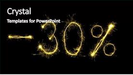  Presentation with percent - PPT layouts featuring sale thirty percent made of sparkles on black background background and a black colored foreground