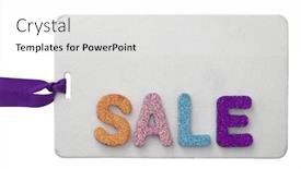  Presentation with title - Theme featuring sale title written by shiny letters on the tag background and a white colored foreground