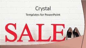  Presentation with machine shop floor - Slides featuring sale with shoes on floor background and a  colored foreground