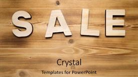  Presentation with wooden building blocks - Slide deck enhanced with sale word made with building background and a coral colored foreground