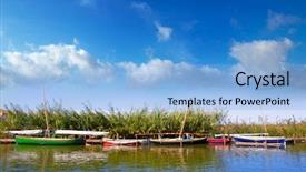  Presentation with boats - Amazing PPT layouts having saler - albufera channel boats in el backdrop and a  colored foreground