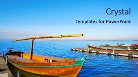  Presentation with boats - Colorful theme enhanced with saler - albufera of valencia boats backdrop and a light blue colored foreground