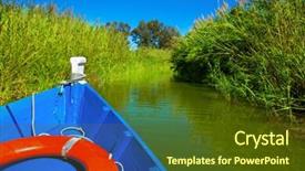  Presentation with sailing - Presentation having saler - blue boat sailing in albufera background and a tawny brown colored foreground