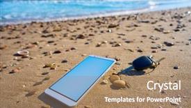  Presentation with car accident cell phone - Slide deck having saler - mobile cell phone and car background and a coral colored foreground