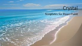  Presentation with mediterranean - Colorful presentation theme enhanced with saler - pinedo beach in valencia spain backdrop and a light blue colored foreground