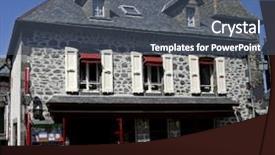  Presentation with restaurant - Amazing presentation theme having saler - restaurant in old stonesbuilding backdrop and a  colored foreground