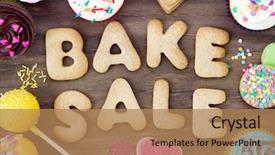  Presentation with cookies - PPT theme featuring sales - bake sale cookies background and a coral colored foreground