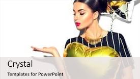  Presentation with girl model - Cool new slide set with sales - beautiful fashion model party girl backdrop and a sky blue colored foreground