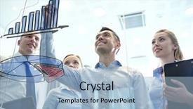  Presentation with team planning - Presentation theme featuring sales - business people teamwork and planning background and a light blue colored foreground