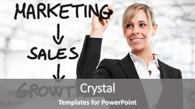  Presentation with writing - PPT theme having sales - businesswoman writing business concepts background and a gray colored foreground