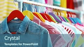  Presentation with clothes shop - Slide deck featuring sales - children clothes hanging on hangers background and a ocean colored foreground