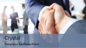  Presentation with handshake - Colorful PPT layouts enhanced with sales - closeup of a business handshake backdrop and a seafoam green colored foreground