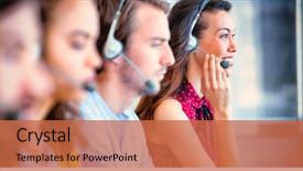  Presentation with customer service - PPT layouts consisting of sales - customer service executives working background and a red colored foreground
