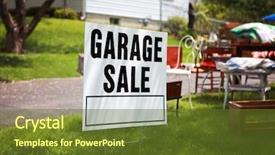  Presentation with home - Beautiful presentation theme featuring sales - garage sale sign backdrop and a tawny brown colored foreground