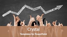  Presentation with rise - PPT theme with sales - group of people rise hands background and a coral colored foreground